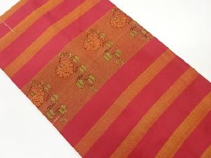 未使用品　横段に花模様織出し名古屋帯